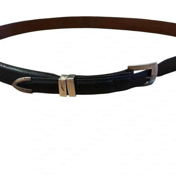 Alexander’s Belt 1995 925 Sterling Silver 1” Black/Brown Reversible Leather 46